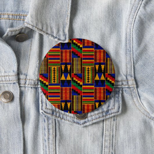 Afrikaanse stijl Kente stof Ronde Button 4,0 Cm (In situ)