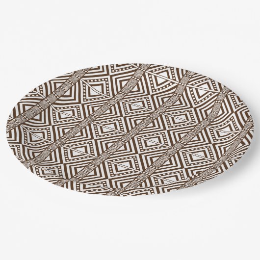 Afrikaanse stijlloos patroon. Wit kleurenpapier Papieren Bordje (Gekanteld)