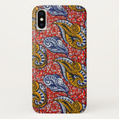 Afrikaanse stof iPhone case red floral (Achterkant)