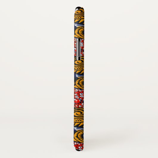 Afrikaanse stof iPhone case red floral (Achterkant / rechts)