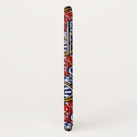 Afrikaanse stof iPhone case red floral (Achterkant/links)