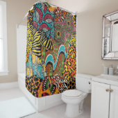 Afrikaanse stof: wilde dieren lappendeken. douchegordijn (In situ)