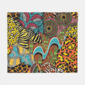 Afrikaanse stof: wilde dieren lappendeken. fleece deken (Voorkant (Horizontaal))