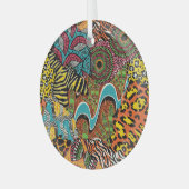 Afrikaanse stof: wilde dieren lappendeken. glas ornament (Voorkant links)