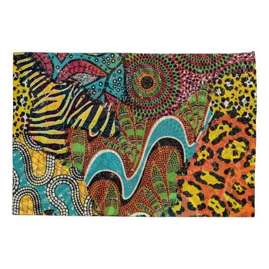 Afrikaanse stof: wilde dieren lappendeken. kussensloop (Achterkant)