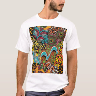Afrikaanse stof: wilde dieren lappendeken. t-shirt