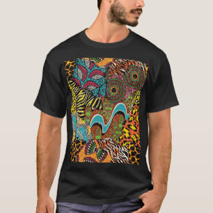Afrikaanse stof: wilde dieren lappendeken. t-shirt