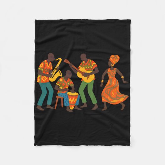 Afrikaanse straatmuzikanten Beeld viert Afrika Fleece Deken (Voorkant)