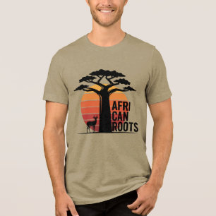 Afrikaanse Streetwear Baobab Boom & Gazelle Grafis Tri-Blend Shirt