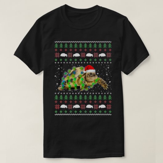 Afrikaanse Sulcata Tortoise Ugly KerstSweater T-shirt (Design voorkant)