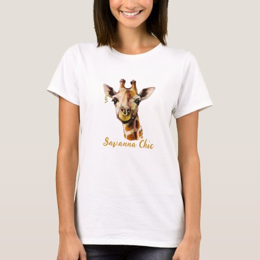 Afrikaanse Suvanna Chic Giraffe Dames T-shirt (Voorkant)