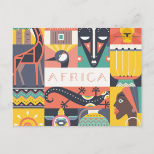 Afrikaanse Symbolische Kunstcollage Briefkaart