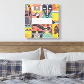 Afrikaanse Symbolische Kunstcollage Canvas Afdruk (Insitu (Slaapkamer))