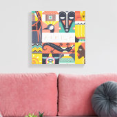 Afrikaanse Symbolische Kunstcollage Canvas Afdruk (Insitu (Woonkamer))