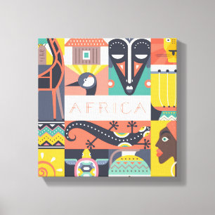 Afrikaanse Symbolische Kunstcollage Canvas Afdruk