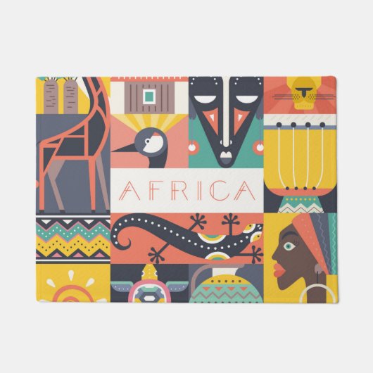 Afrikaanse Symbolische Kunstcollage Deurmat (Voorkant)