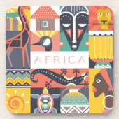 Afrikaanse Symbolische Kunstcollage Drankjes Onderzetter (Voorkant)