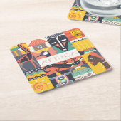 Afrikaanse Symbolische Kunstcollage Kartonnen Onderzetters (Schuin)