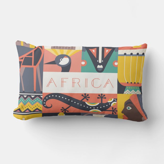 Afrikaanse Symbolische Kunstcollage Kussen (Voorkant)