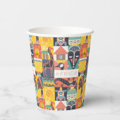 Afrikaanse Symbolische Kunstcollage Papieren Bekers (Achterkant)