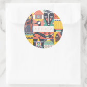 Afrikaanse Symbolische Kunstcollage Ronde Sticker (Tas)