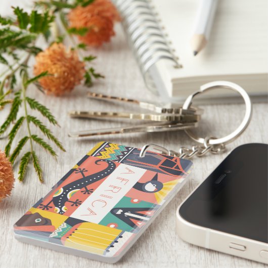 Afrikaanse Symbolische Kunstcollage Sleutelhanger (Voorkant Rechts)