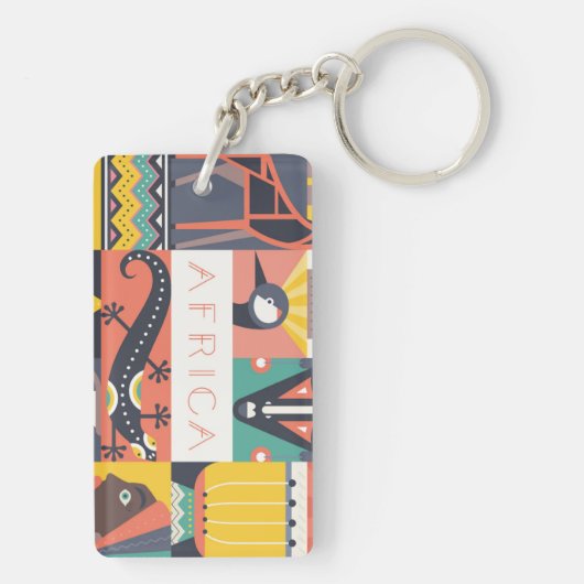 Afrikaanse Symbolische Kunstcollage Sleutelhanger (achterkant)