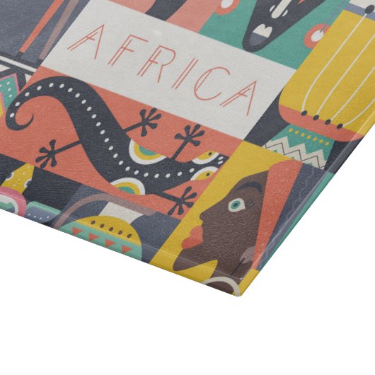 Afrikaanse Symbolische Kunstcollage Snijplank (Hoek)