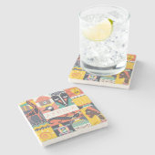 Afrikaanse Symbolische Kunstcollage Stenen Onderzetter (Zijkant)