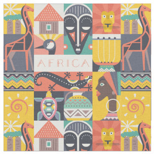 Afrikaanse Symbolische Kunstcollage Stof