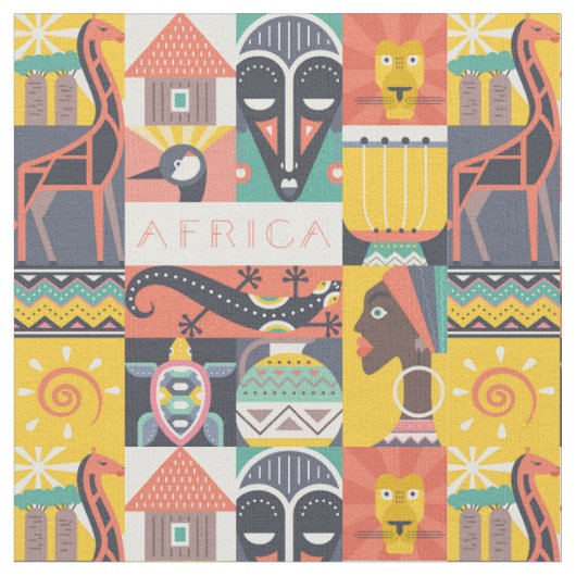 Afrikaanse Symbolische Kunstcollage Stof (Close Up)