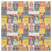 Afrikaanse Symbolische Kunstcollage Stof (Swatch)