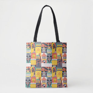 Afrikaanse Symbolische Kunstcollage Tote Bag