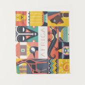 Afrikaanse Symbolische Kunstcollage Wandkleed (Voorkant)