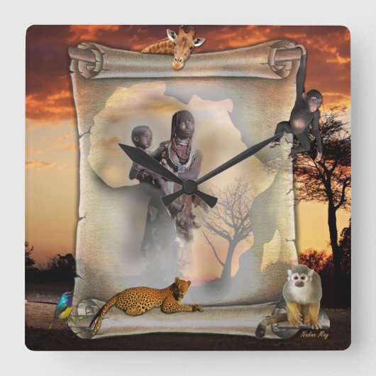 Afrikaanse tijd vierkante klok (Voorkant)