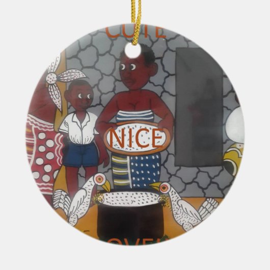 Afrikaanse traditionele Homestead Lifestyle Keramisch Ornament (Voorkant)