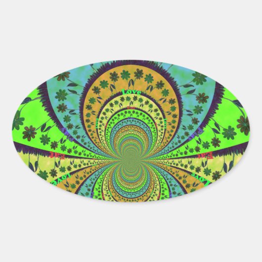 Afrikaanse Traditionele Kleuren Kaleidoscoop Bloem Ovale Sticker (Voorkant)