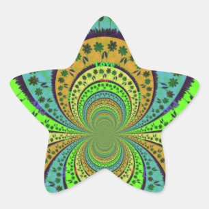 Afrikaanse Traditionele Kleuren Kaleidoscoop Bloem Ster Sticker