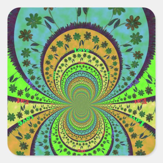 Afrikaanse Traditionele Kleuren Kaleidoscoop Bloem Vierkante Sticker (Voorkant)