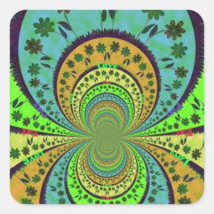 Afrikaanse Traditionele Kleuren Kaleidoscoop Bloem Vierkante Sticker