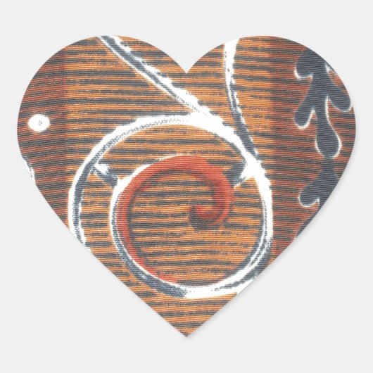 Afrikaanse traditionele Ornament motief kleuren. Hart Sticker (Voorkant)