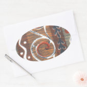 Afrikaanse  traditionele Ornament motief kleuren. Ovale Sticker (Envelop)