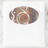 Afrikaanse  traditionele Ornament motief kleuren. Ovale Sticker (Tas)