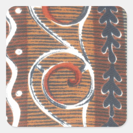 Afrikaanse  traditionele Ornament motief kleuren. Vierkante Sticker (Voorkant)