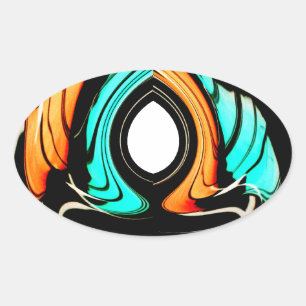 Afrikaanse traditionele patroon kunst print ovale sticker