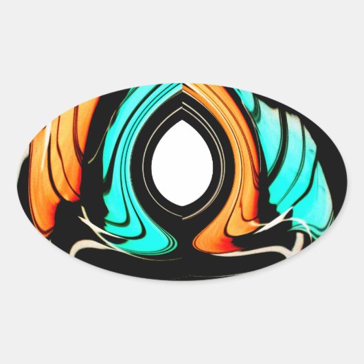 Afrikaanse traditionele patroon kunst print ovale sticker (Voorkant)