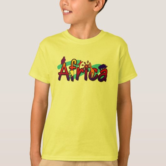 Afrikaanse trendy coole en leuke wilde kinder T-sh T-shirt (Voorkant)