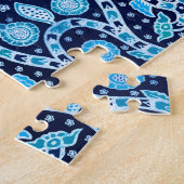 Afrikaanse tribaal Batik Blue Legpuzzel (Zijkant)