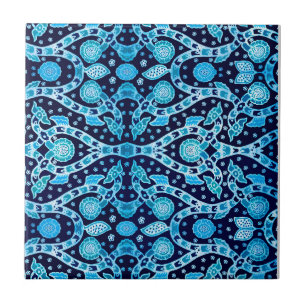 Afrikaanse tribaal Batik Blue Tegeltje
