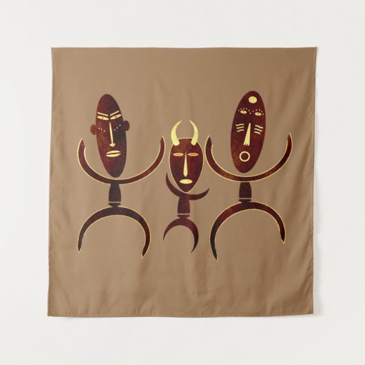 Afrikaanse tribal dans scene rock carving wandkleed (Voorkant)